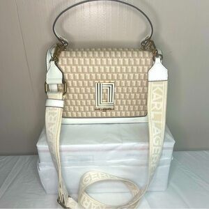 Karl Lagerfeld Beige and White Crossbody Bag